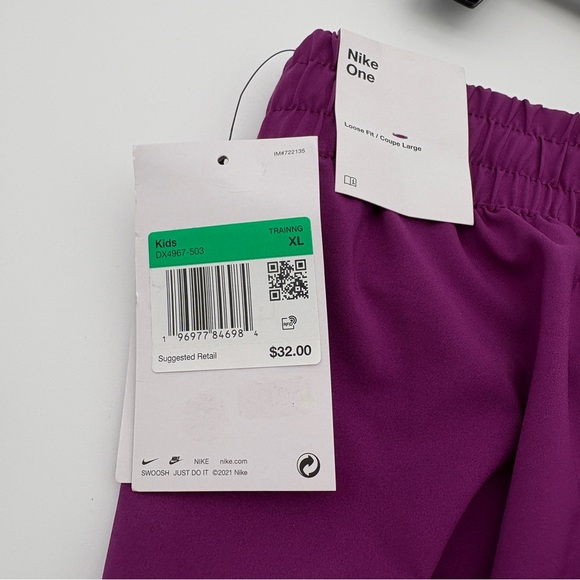 NWT Nike Girls Purple Dri-FIT One High-Waisted Woven Loose Fit Training … - Picture 7 of 8